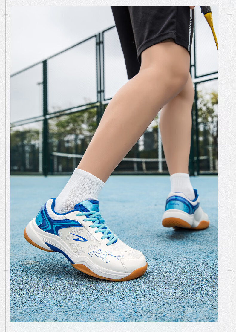 Dareway Unisex Badminton Shoes Shock Absorption Comfortable Stable Support Breathable Competition Training Sports Shoes White Lake Blue Size 45 19