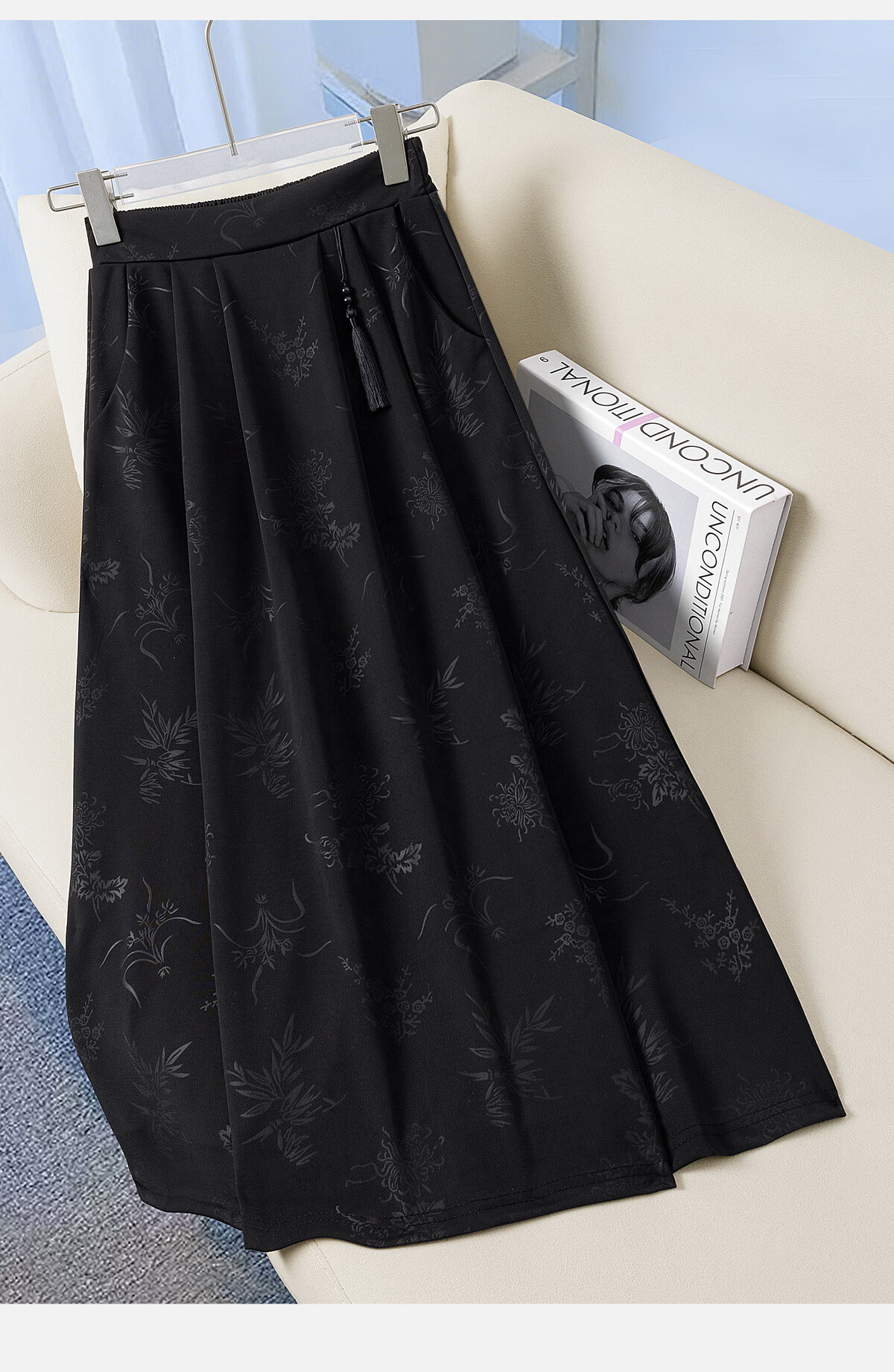 Cypress Jacquard High-Waist A-Line Mid-Length Skirt with Pockets for Women 2026 Summer New Chinese Style 2