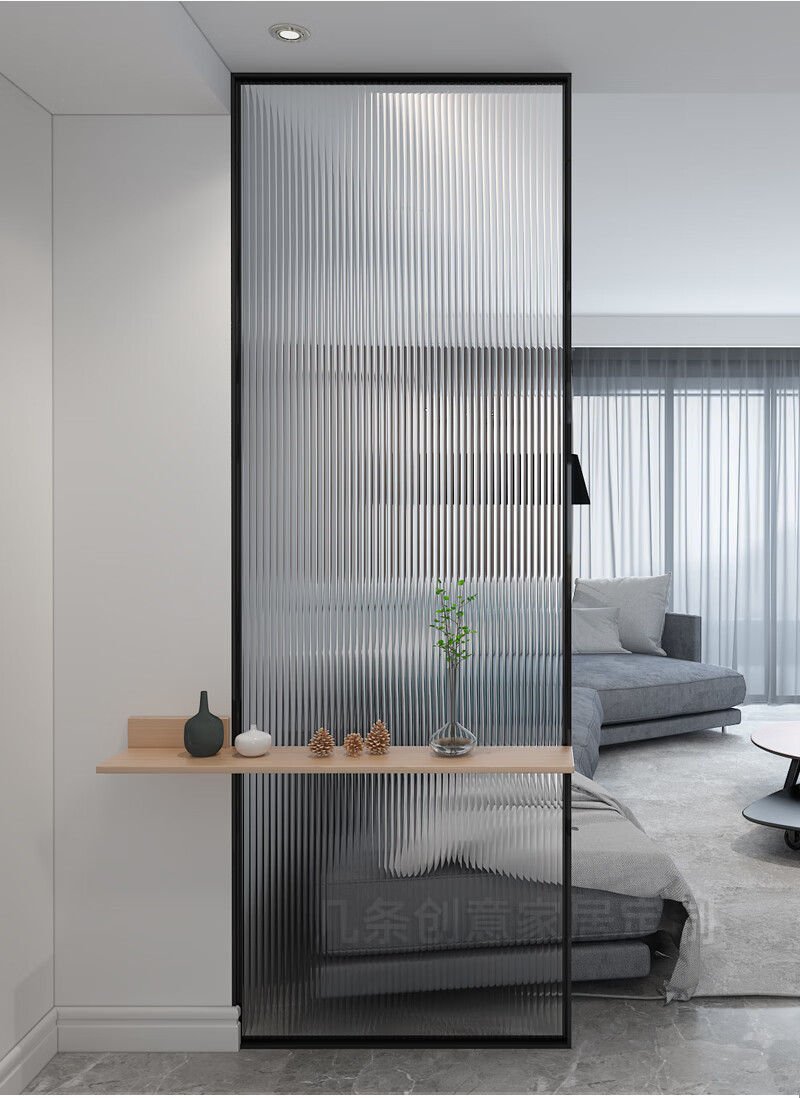 不锈钢屏风定制铁艺长虹玻璃隔断墙入户进门客厅屏风轻奢简约现代