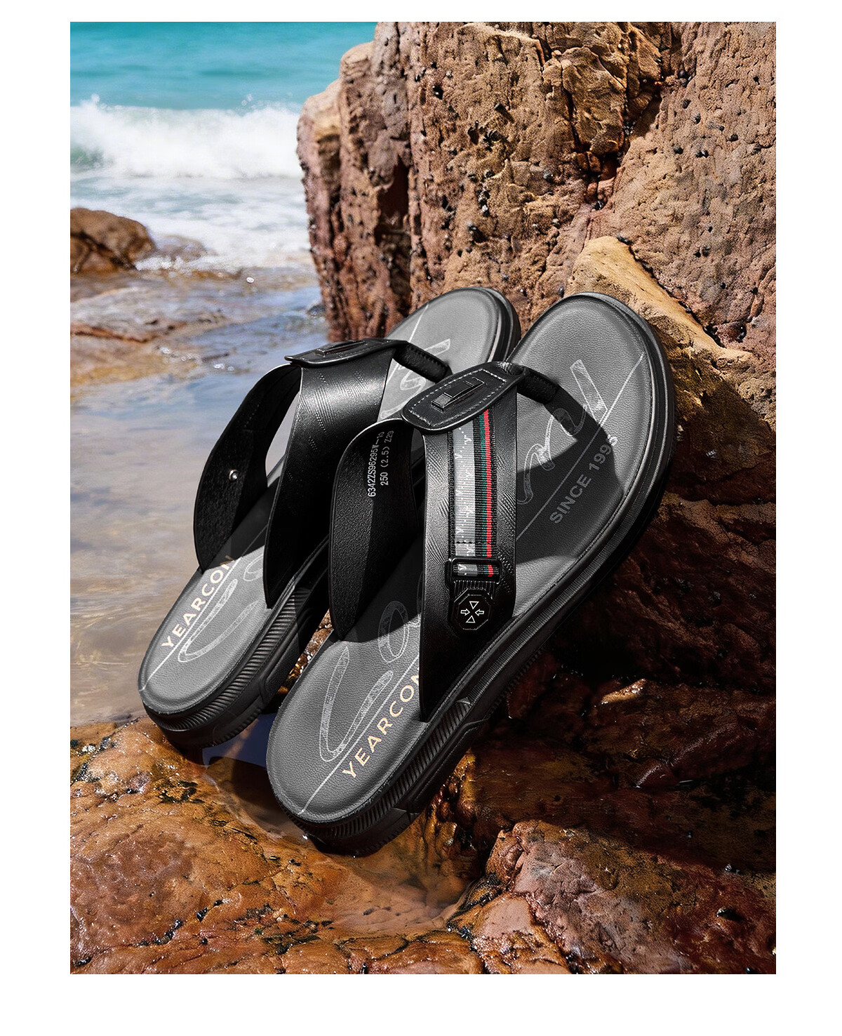 Eierkang Men's Fashion Casual Flip Flop Sandals 96295W Black Size 42 12
