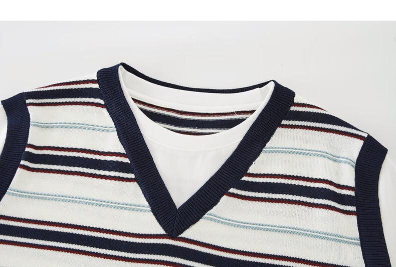 Sllsky College Style Colorblock Striped Patchwork Faux Two-Piece Wool Short Sleeve Knit Top Women 2026 Summer New Arrival 20