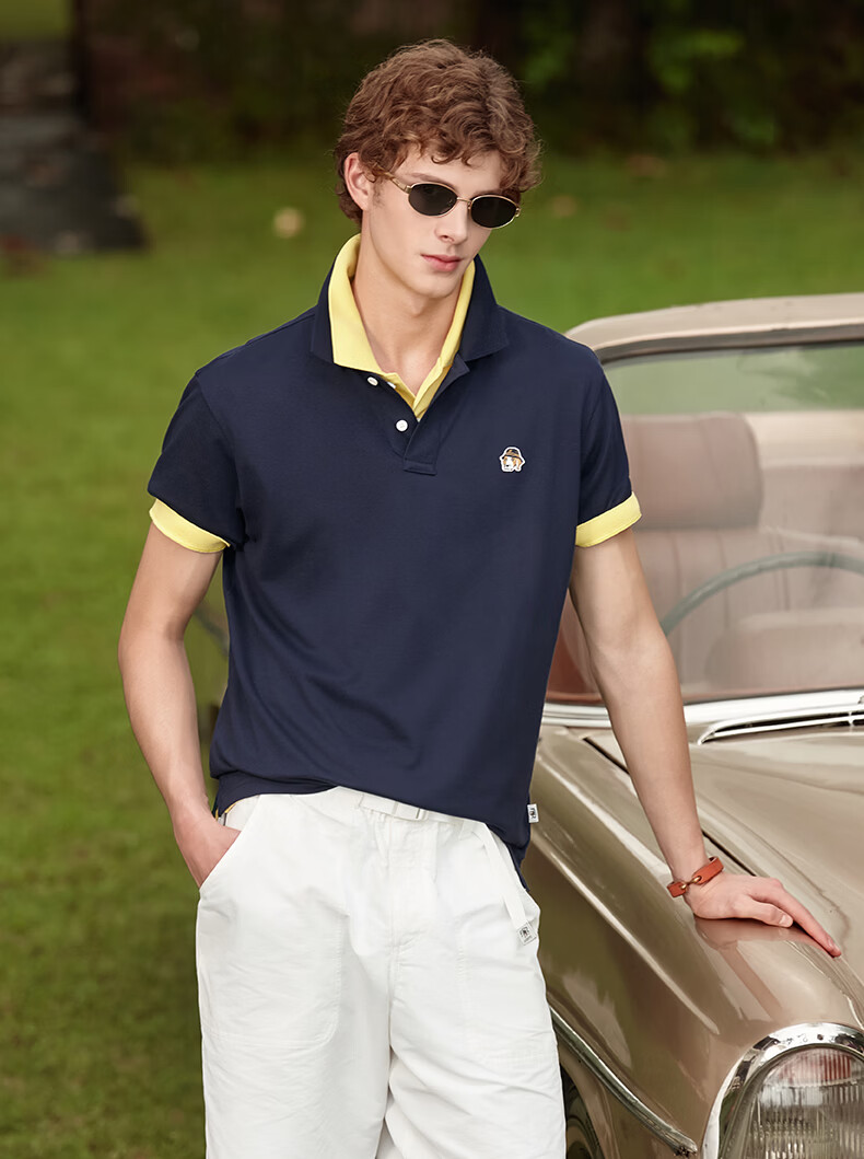 HAZZYS Men's Summer PHIZ Series Loose Classic Short Sleeve Polo Shirt ASTZE0DBI22 24