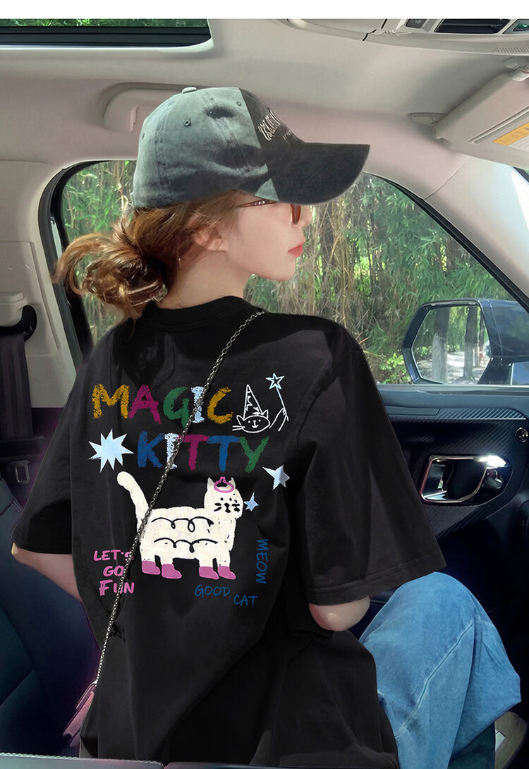 TonLion 2026 Summer Women's Cartoon Print Front and Back Short Sleeve T-Shirt Casual Versatile Fashion High-End Women's Tee 14