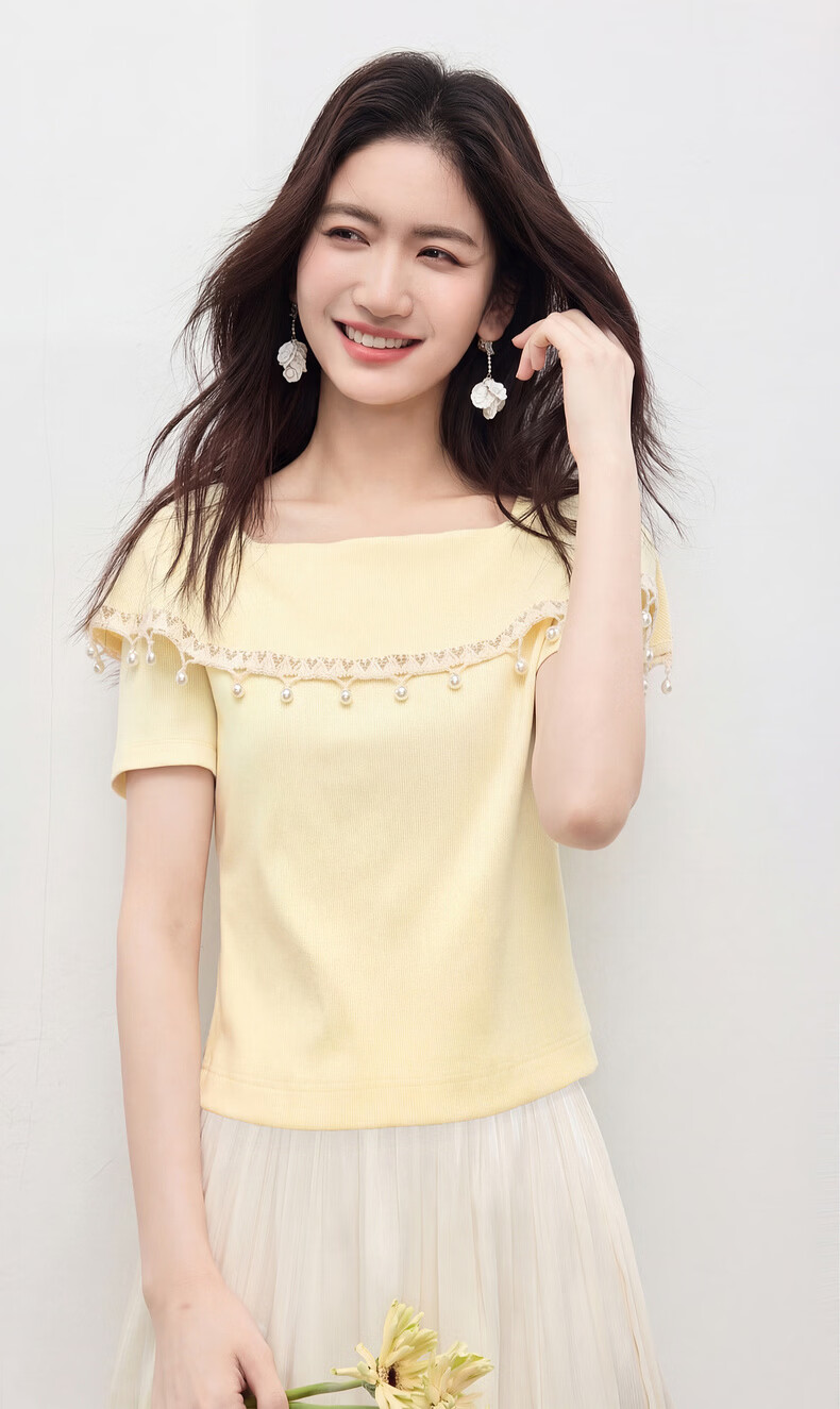Sllsky Bohemian Tassel Square Neck T-Shirt Women Unique Design Off-Shoulder Crop Top 2026 Summer 5