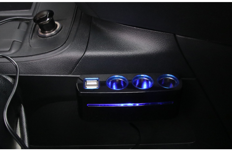 圣诞节礼物车格仕一拖三点烟器汽车多功能插头电源转换插座带usb车载