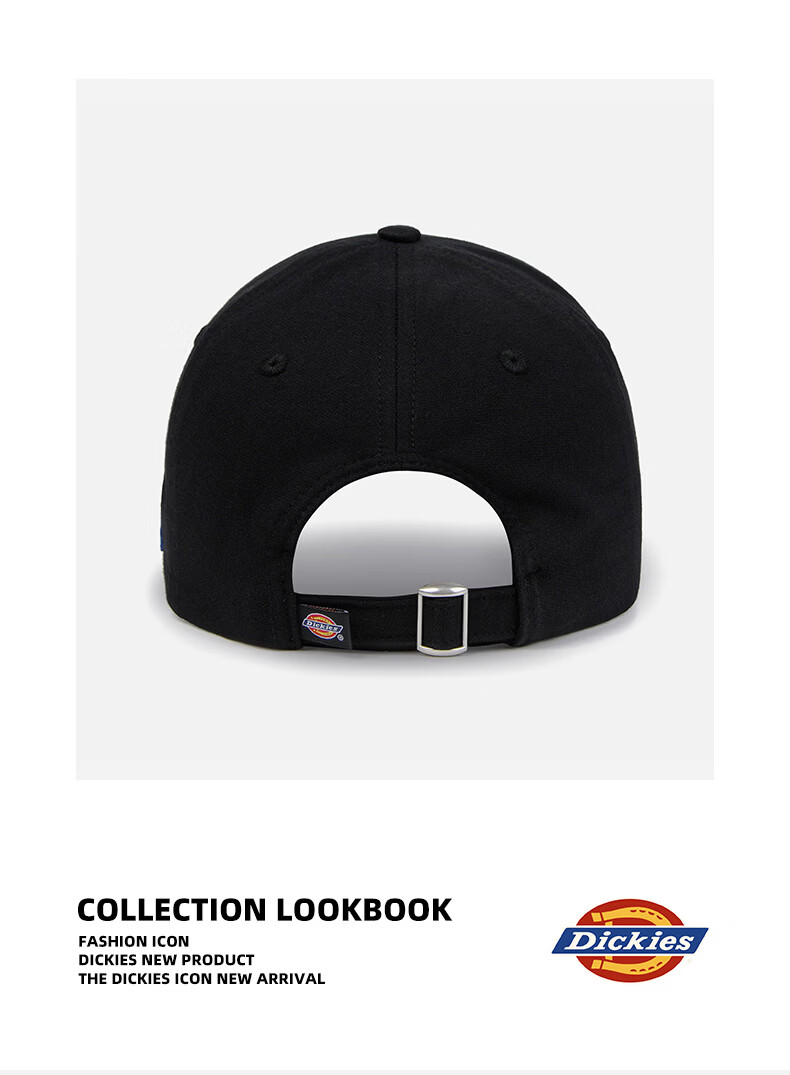Dickies Cotton Soft Top Baseball Cap Unisex Couple Style Slim Face Duckbill Hat American Sunshade Embroidered Black 7