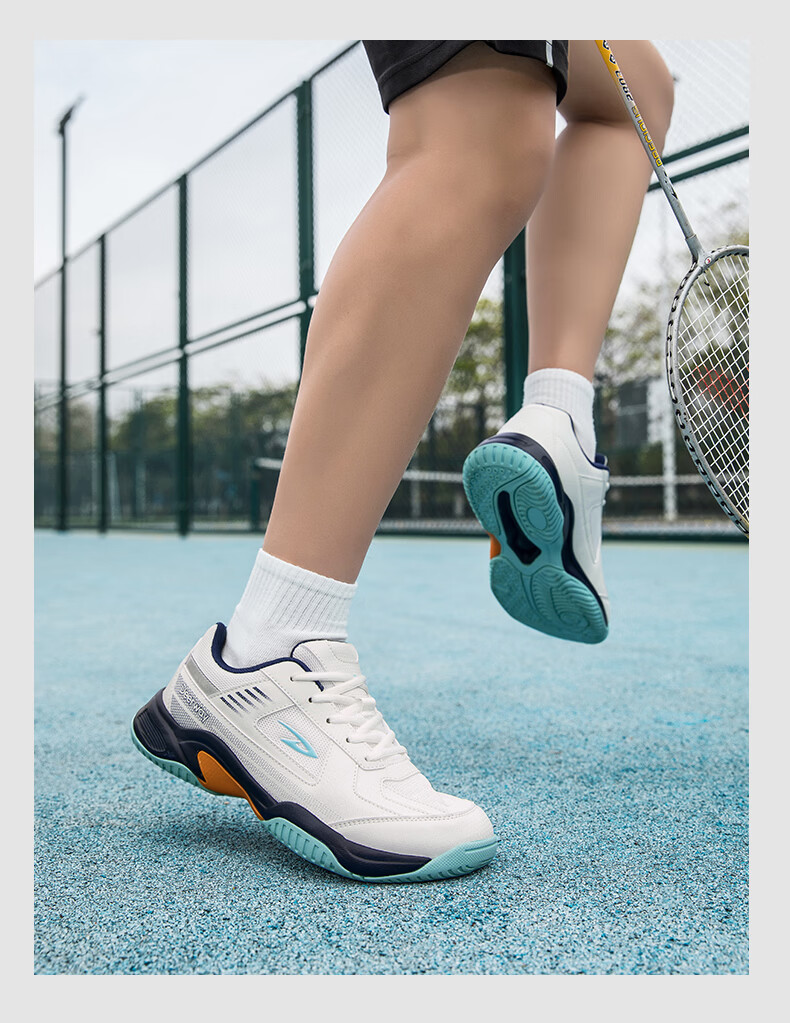 Delhui Badminton Shoes Unisex Student Professional Competition Breathable Durable Non-slip Training Sports Shoes Gray Blue Size 39 10