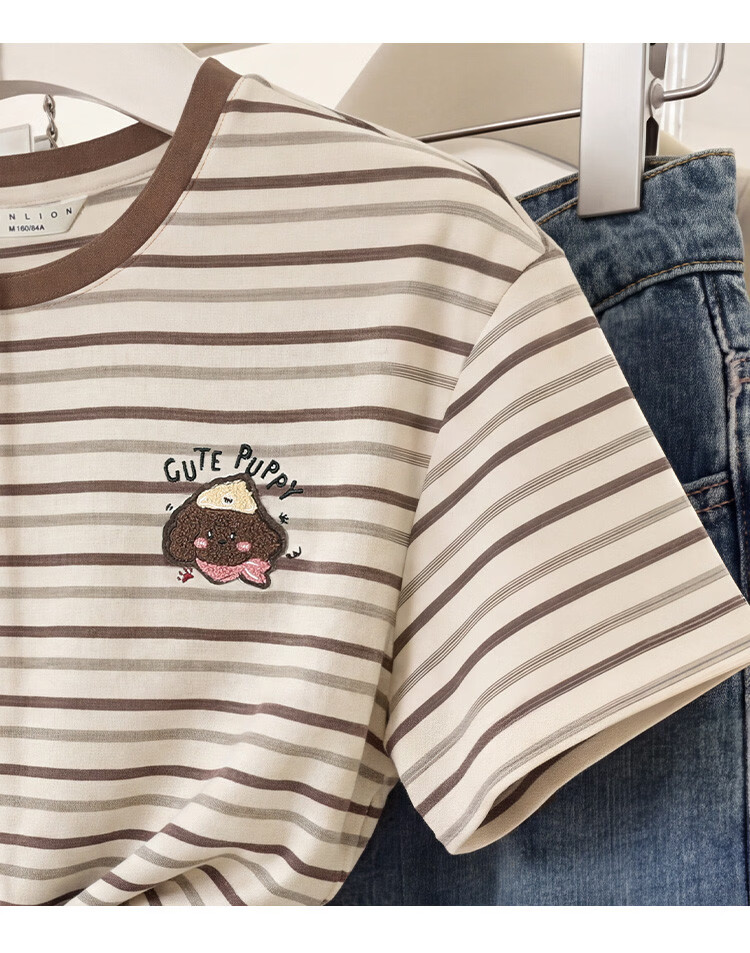 TonLion 2026 Summer New Women's Short Sleeve T-Shirt Casual High-End Summer Striped Loose Top 8