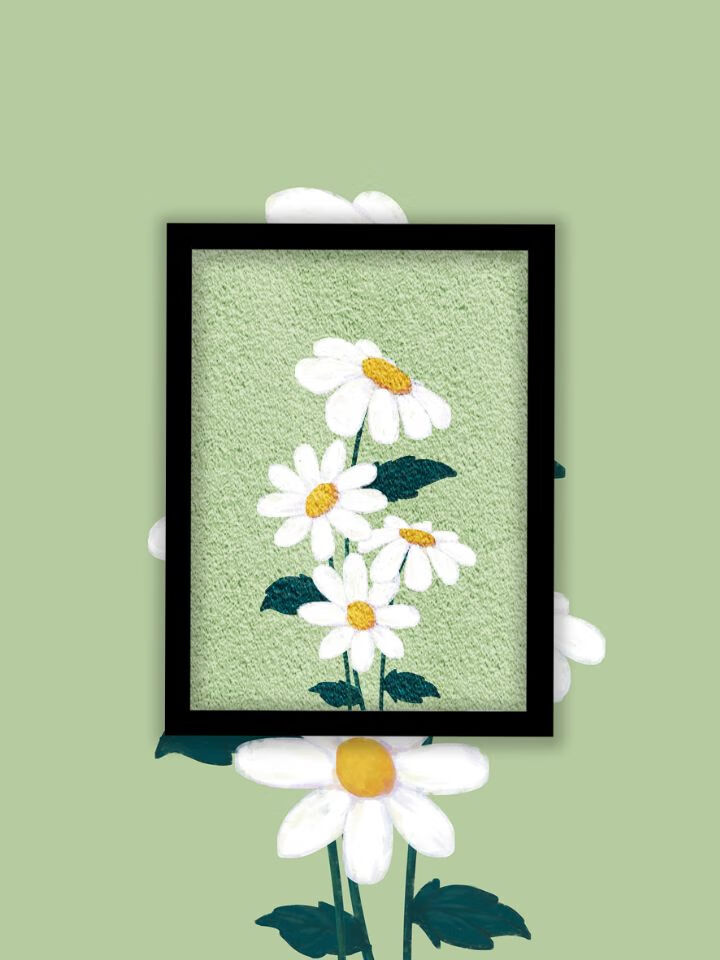 雏菊与女孩现代艺术创意环保纸浆画手工材料客厅卧室 8