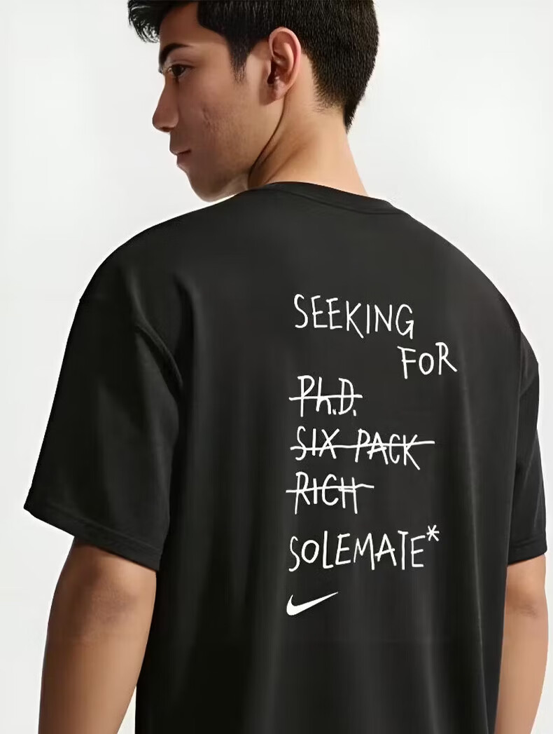 Nike Men's Sports T-Shirt Summer New Round Neck Loose Printed Casual Short Sleeve IV2646-010 Black L 3