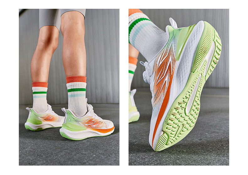 XTEP Youth Rapid Boys' Technology Lightweight High Rebound Sports Running Shoes Classic White/Warm Orange/Acid Green Size 38 20