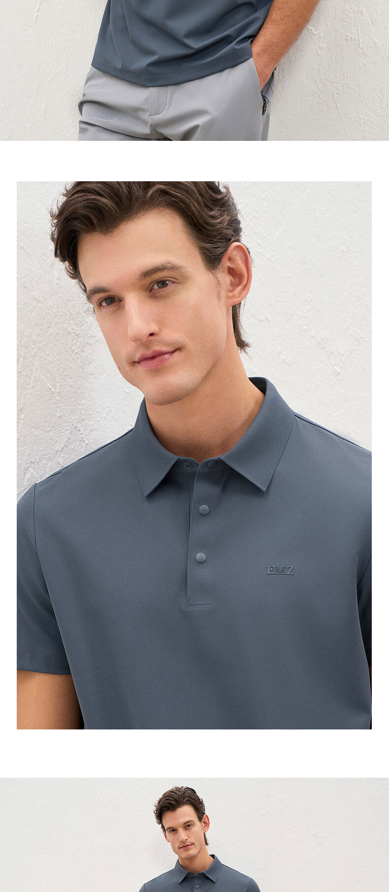 EMZ Ordos Men's Short Sleeve Polo Shirt Quick-Dry Breathable Cool Skin-Friendly Business Casual Commuter T-Shirt 15