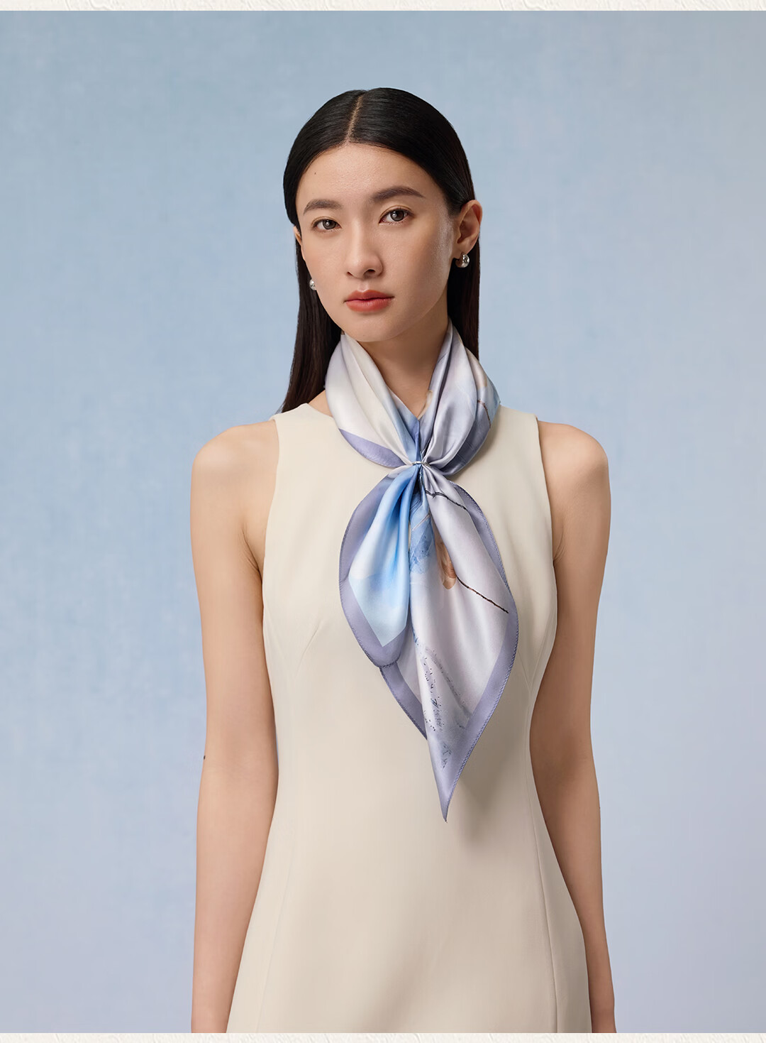 Shanghai Story 100% Mulberry Silk Printed Scarf Square Silk Scarf Gift for Mom and Girlfriend Birthday Women's Silk Scarf Gift Box 14
