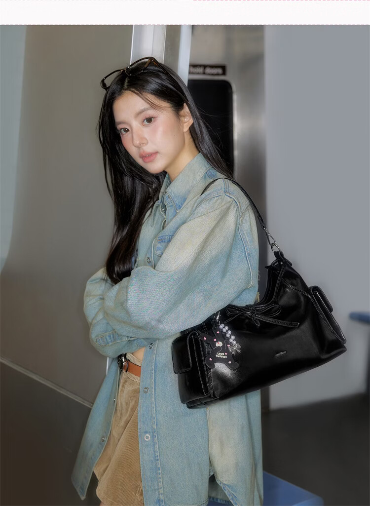 ONETIME Sweet Cool Time Ballet Bunny Hobo Bag New Sweet Cool Shoulder Crossbody Tote Bag Gift for Girlfriend Black 11