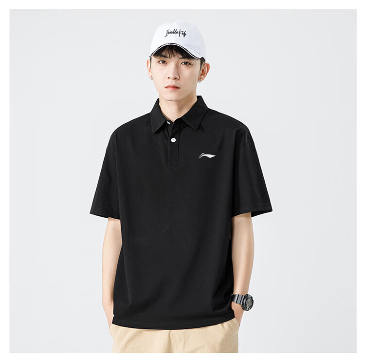 LI-NING Men's Short Sleeve Polo Shirt 2026 Summer New Pure Cotton Business Casual Sports T-Shirt with Collar 6