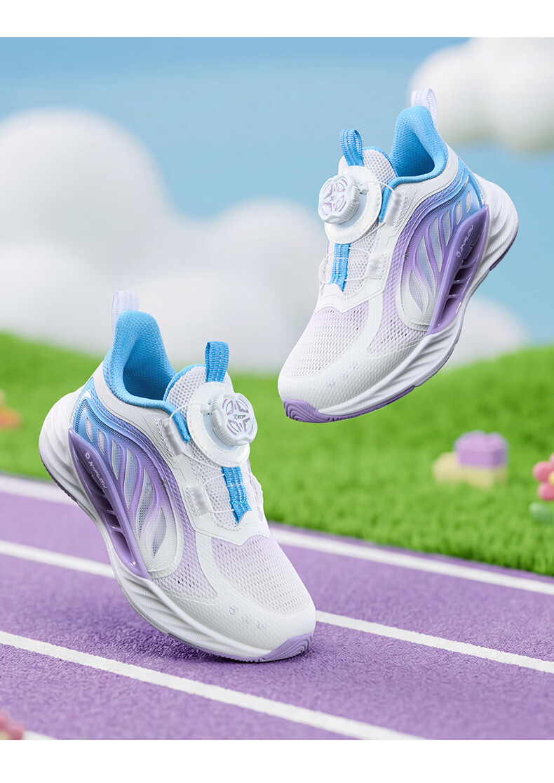 XTEP Kids Hydrogen Wind 8 Protective Running Shoes Girls Breathable Rotary Button Technology Sports Shoes Navy Purple Size 31 1