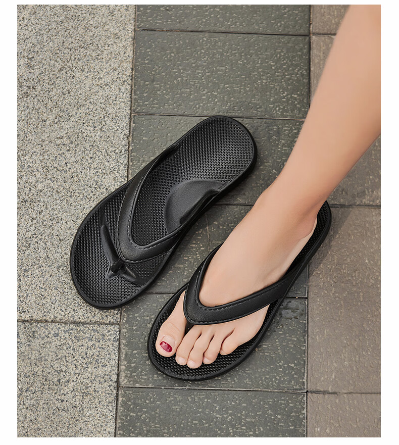 CARTELO Men's Summer Breathable Flip Flops New Toe Post Sandals Outdoor Beach Slippers JF09 Black Size 38-39 6