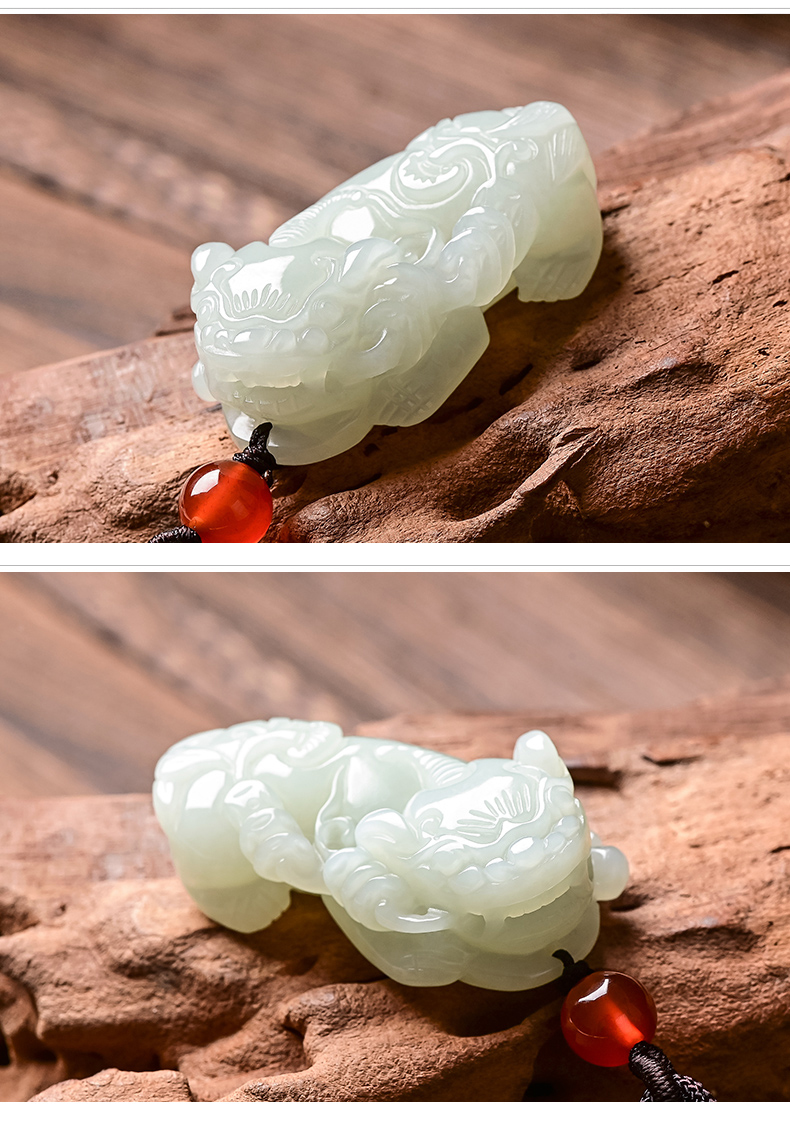 源庆周玉貔貅吊坠新疆和田玉吊坠霸王貔貅男女款情侣玉项链挂件青玉