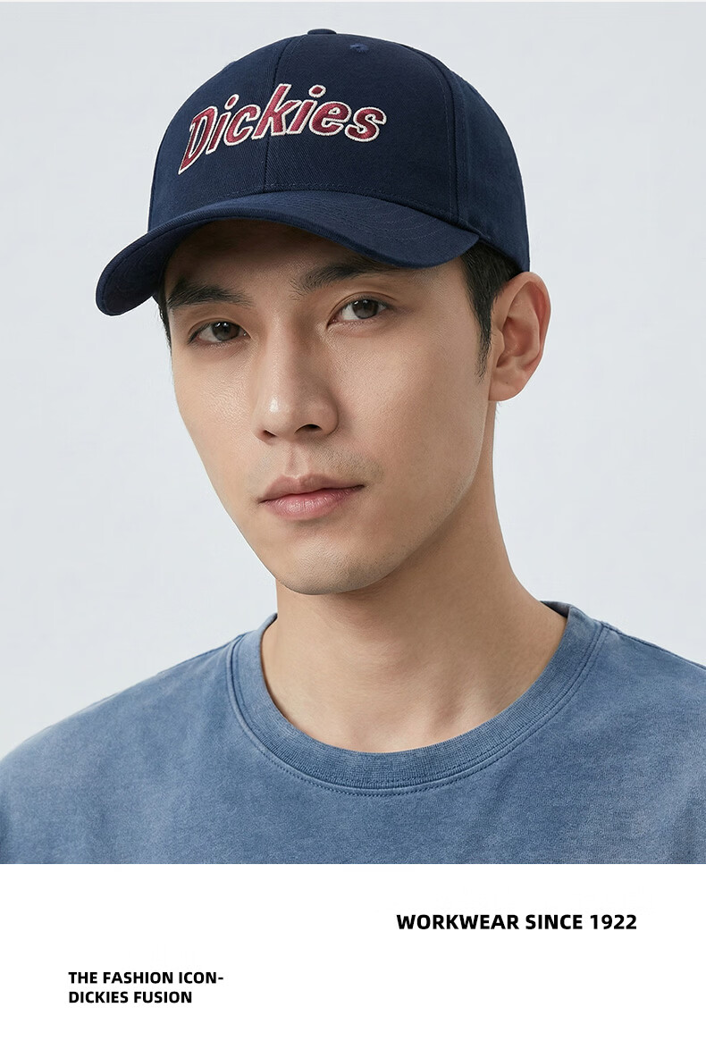 Dickies Vintage Hard Top Baseball Cap Unisex Adjustable Velcro Duckbill Hat Navy Blue Outdoor Sunshade Cap 8