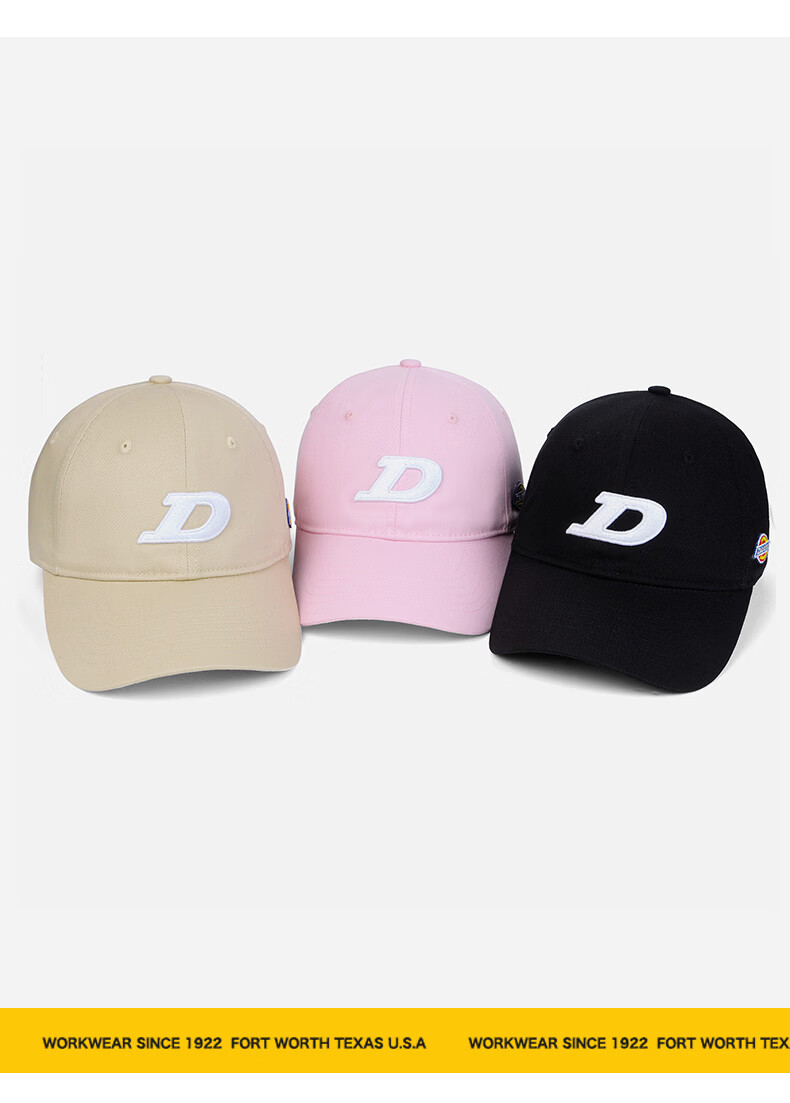 Dickies American Letter Embroidered Baseball Cap Unisex Slim Face Soft Top Sunshade Visor Hat Black 21