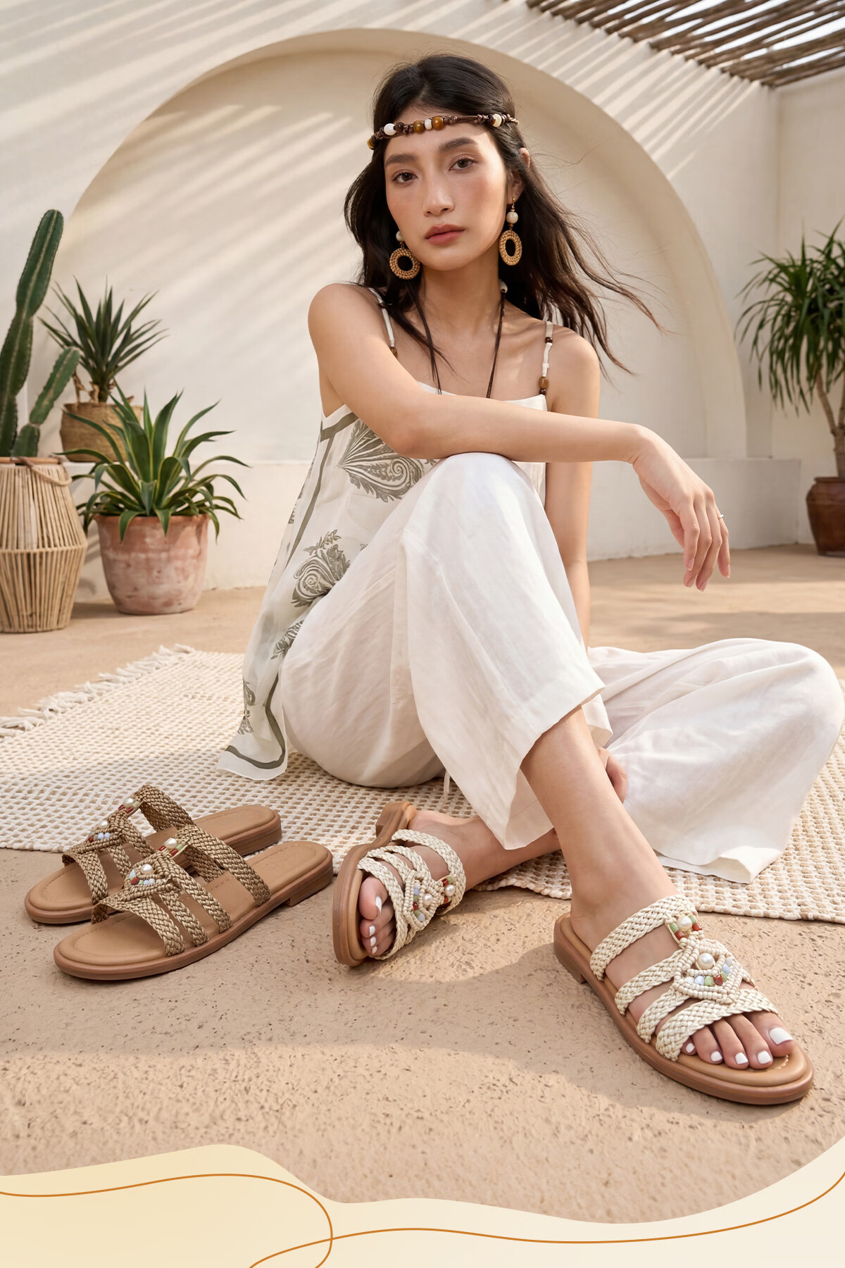 Eierkang Women's Woven Flat Slide Sandals Lazy Vacation Style Beach Slippers 18124W Brown Size 36 1