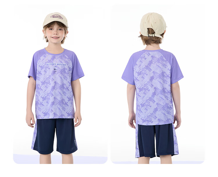 Disney Kids Summer Outfit 2026 New Outdoor Sports Casual Set Purple Tie-Dye Size 110 39