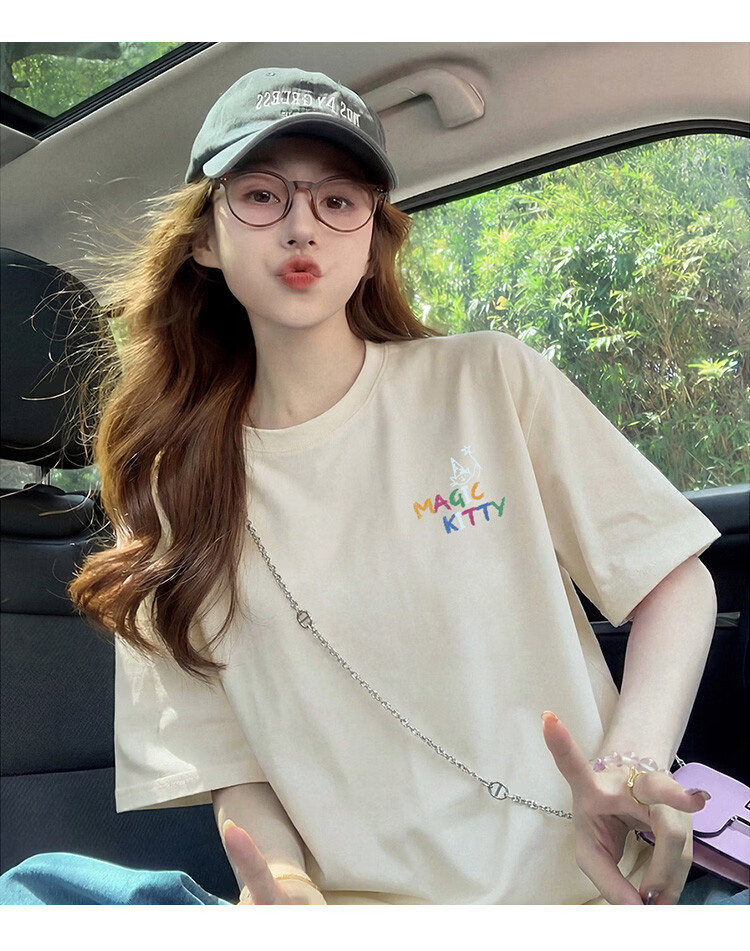 TonLion 2026 Summer Women's Cartoon Print Front and Back Short Sleeve T-Shirt Casual Versatile Fashion High-End Women's Tee 9