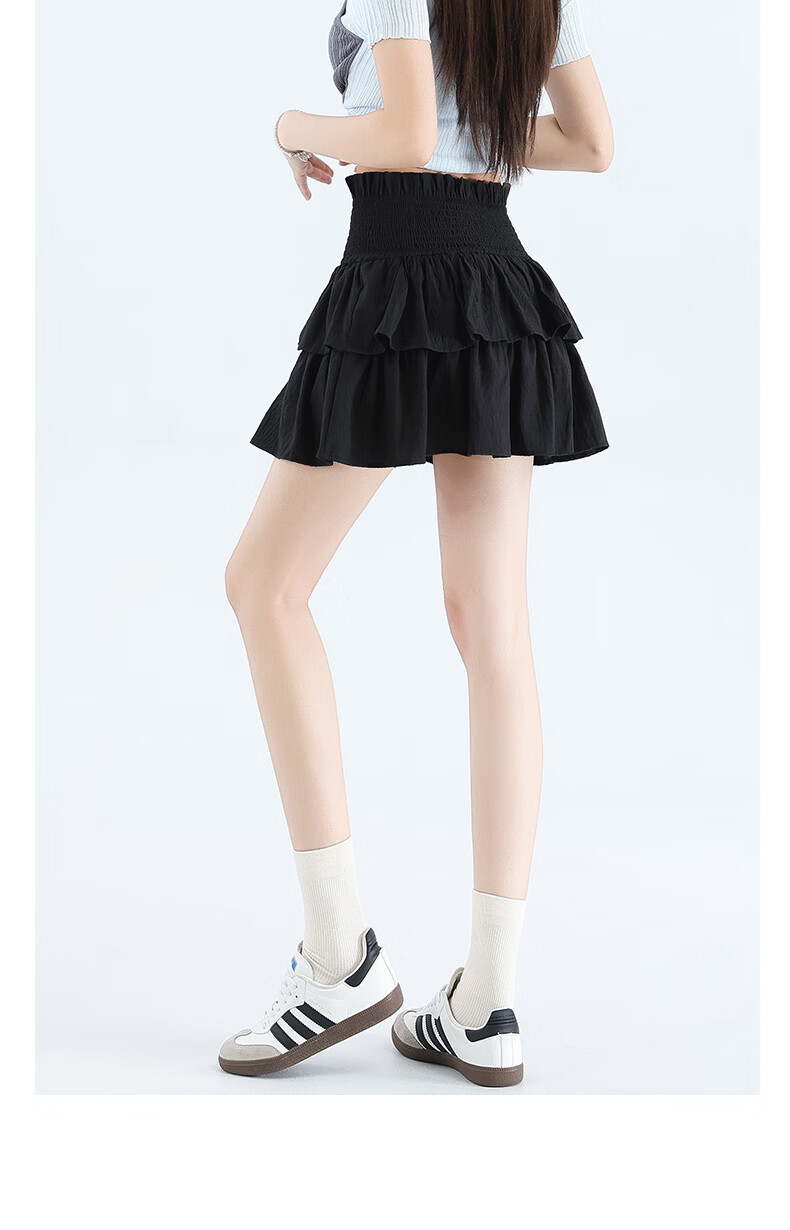 Langsha Ballet Short Skirt Women's Summer New Elastic Waist A-Line Pleated Lace Ruffled Puff Skirt Fashion Sweet Style 19