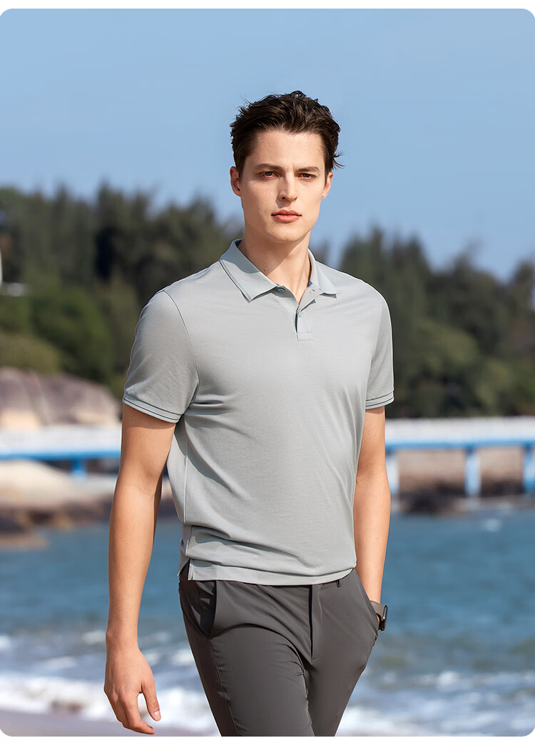 VICUTU Ever Polo II Men's Spring Summer Short Sleeve Business Polo Shirt Dove Gray 185/104B 14