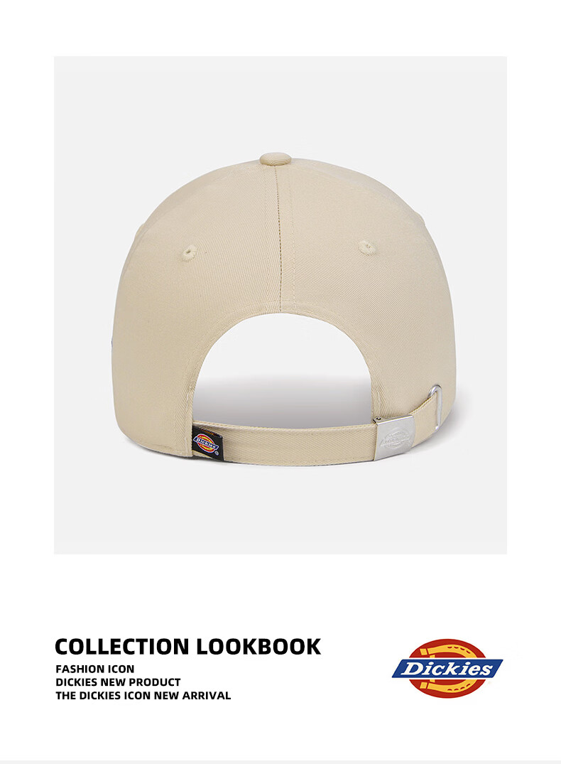 Dickies American Letter Embroidered Baseball Cap Unisex Slim Face Soft Top Sunshade Visor Hat Black 18