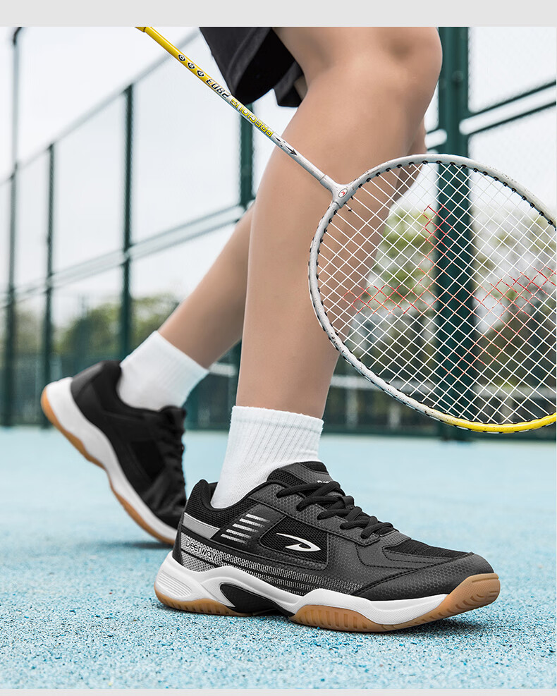 Delhui Badminton Shoes Unisex Student Professional Competition Breathable Durable Non-slip Training Sports Shoes Gray Blue Size 39 3