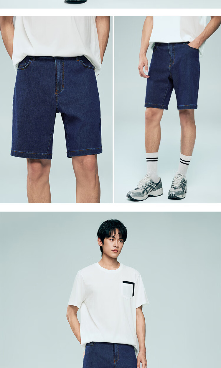 Giordano Men's Summer New Black Technology Ice Oxygen Cool Mid-Rise Straight Denim Shorts 01106336 15