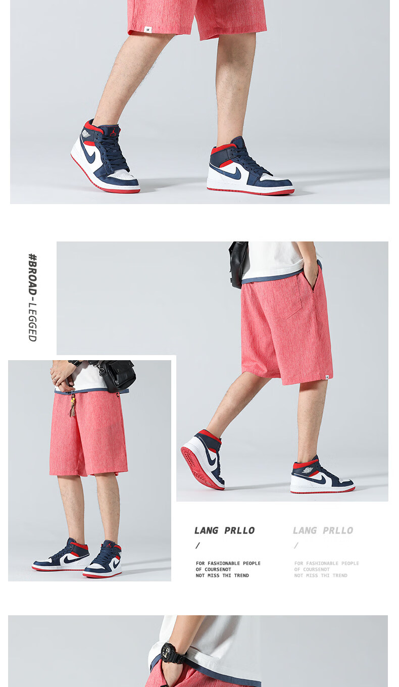PLAYBOY Men's Ice Silk Linen Casual Five-Point Shorts 2026 Summer Thin Trendy Loose Quick-Dry Mid-Length Pants 15
