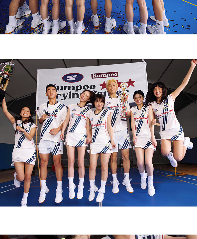 KUMPOO (KUMPOU) Badminton Shirt for Women, Short-Sleeved Quick-Dry Sports Jersey, Collaboration with Crying Center, Competition Uniform ACT261608-Blue 2XL 14