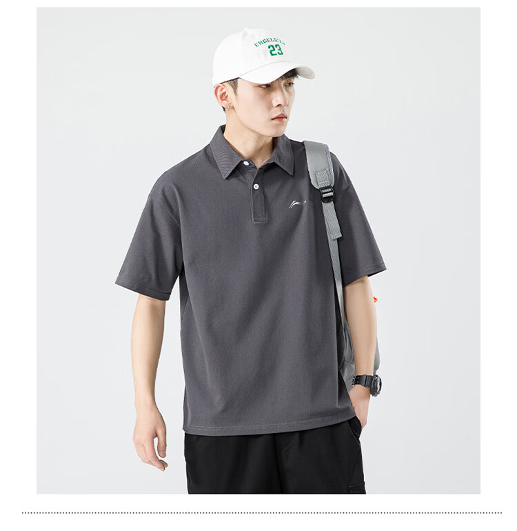 LI-NING Men's Short Sleeve Polo Shirt 2026 Summer New Pure Cotton Business Casual Sports T-Shirt with Collar 5