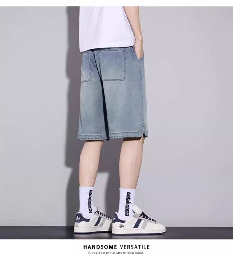 PLAYBOY Tencel Denim Shorts Men's Summer Thin Loose Straight Youth Ice Silk Knee-Length Pants 2026 New Model 11