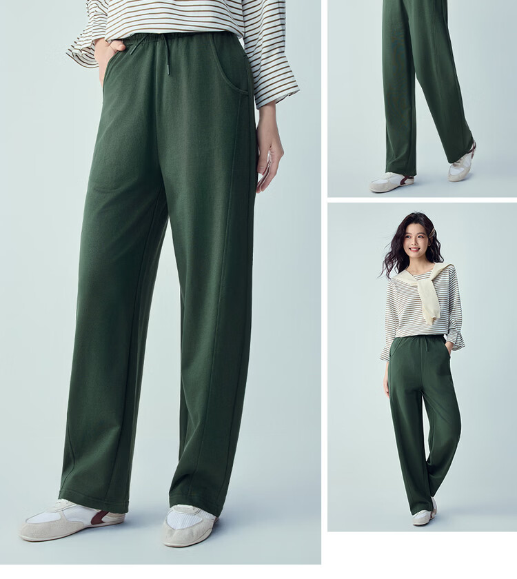 Giordano Women's 2026 Summer Pure Cotton Drawstring Elastic Waist Sports Sweatpants Casual Curved Pants 05416458 19