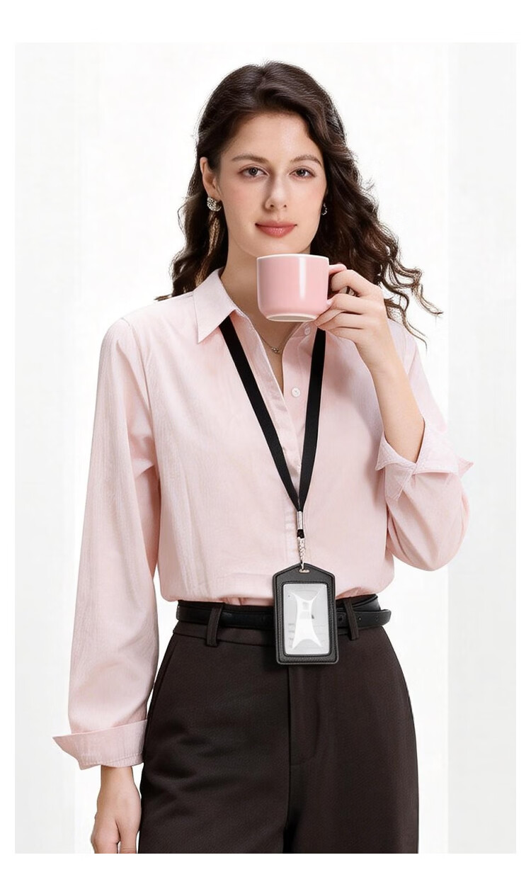 ENC Korean Style Long Sleeve Elegant Light Pink Shirt Youthful Loose Fit Niche Design Commuter Business Top 8