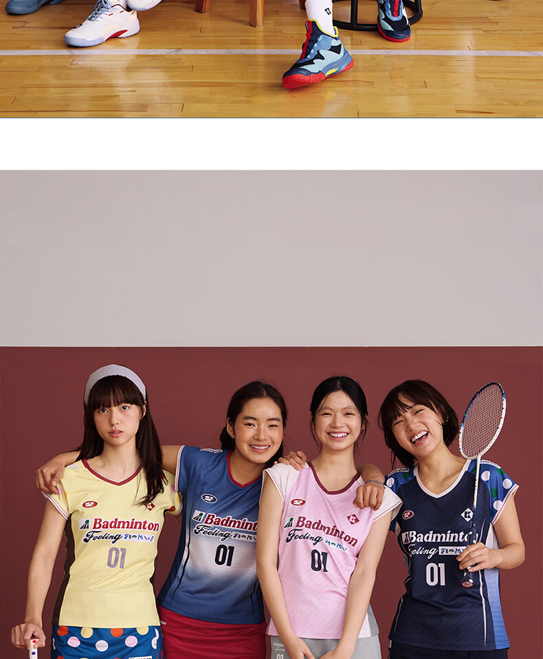 KUMPOO Women's Badminton Short Sleeve Quick-Dry Sports Jersey Crying Center Collaboration Competition Shirt ACT261608-Dark Blue XL 12