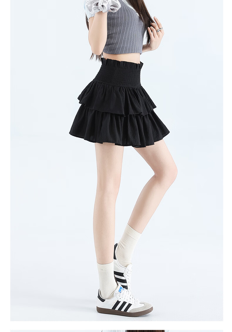 Langsha Ballet Short Skirt Women's Summer New Elastic Waist A-Line Pleated Lace Ruffled Puff Skirt Fashion Sweet Style 18
