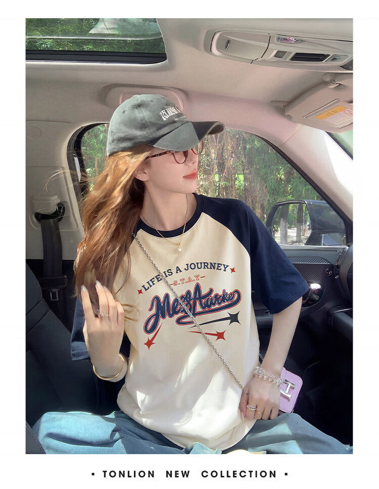 TonLion 2026 Summer New Women's Short Sleeve T-Shirt Youthful Casual Loose Fit Comfortable Top 4