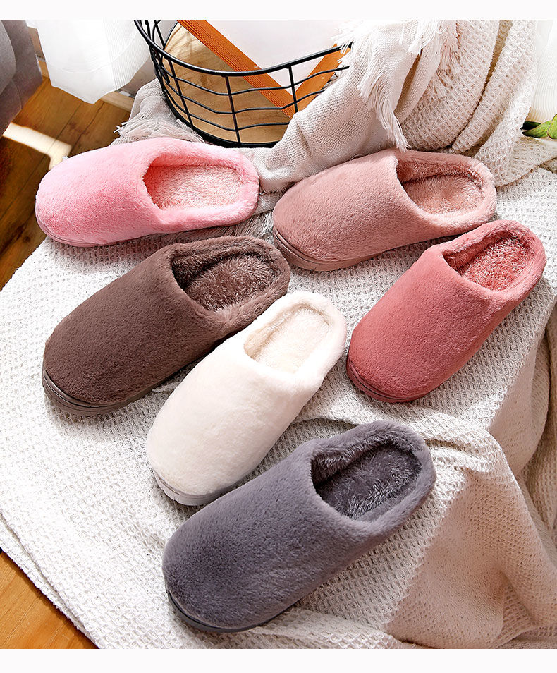 棉拖鞋女冬季保暖厚底月子鞋可爱居家居室内情侣半包跟毛毛拖鞋女