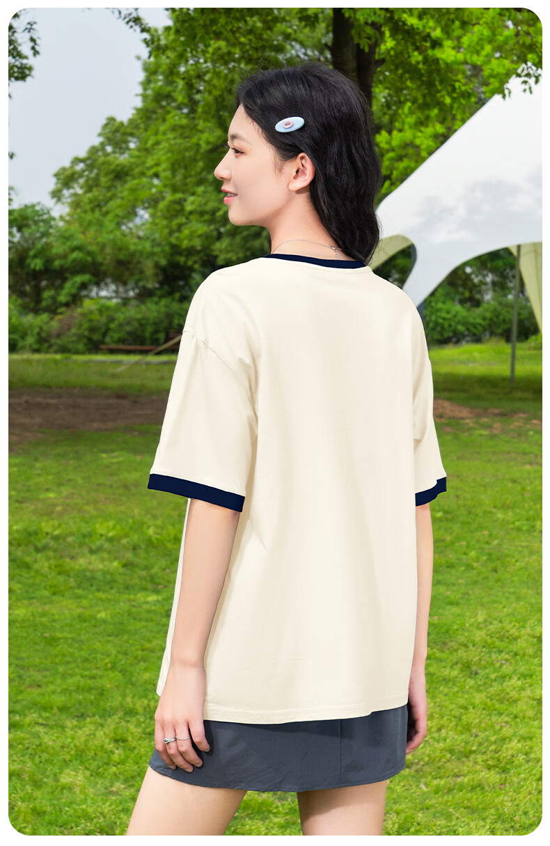Baleno Women's Pure Cotton Loose Fit Short Sleeve T-Shirt 2026 Summer Casual Fashion Color Block Versatile Half Sleeve Campus Style Base Shirt 7