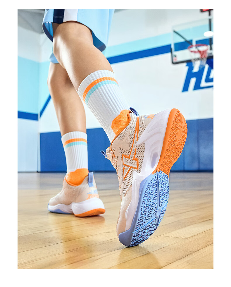 XTEP Youth Style Hunter Sports Shoes Boys Anti-Rollover Burnt Flower Craft Basketball Shoes Black/Changchun Flower Purple 37 7