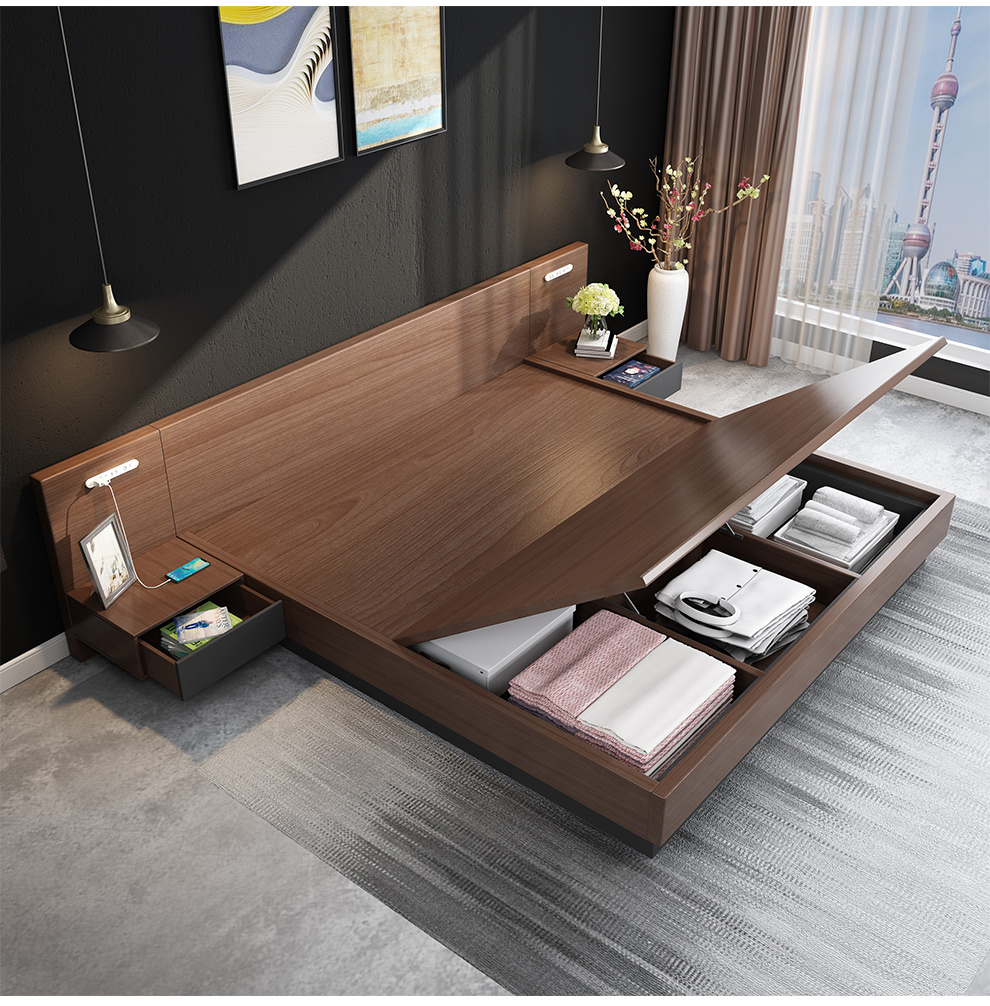 雅德居日式榻榻米高箱储物床卧室收纳多功能18米15m双人床板式北欧