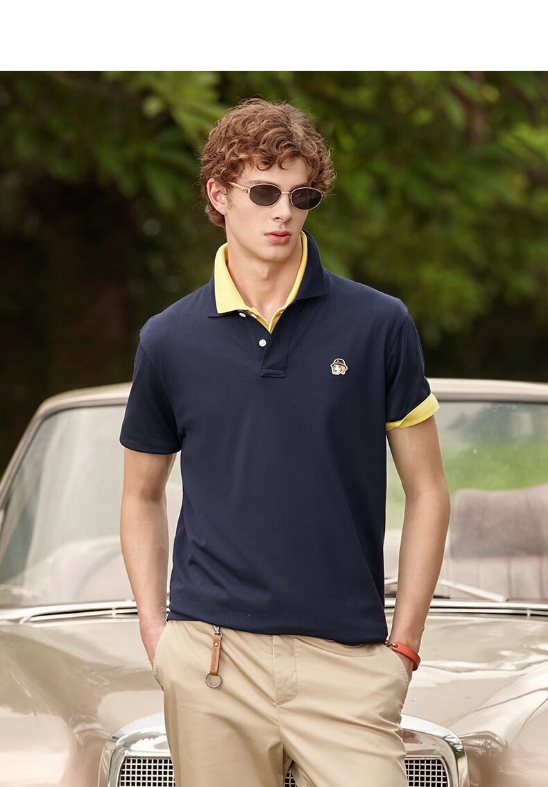 HAZZYS Men's Summer PHIZ Series Loose Classic Short Sleeve Polo Shirt ASTZE0DBI22 26
