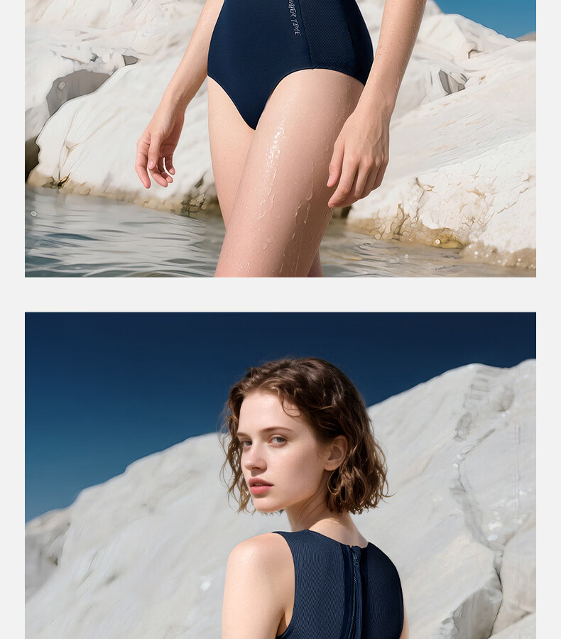 WATERTIME Women's One-Piece Swimsuit for Hot Springs Swimming, Fashionable, Simple, Sexy, Slimming, Tummy Control, Dress Swimwear, Xi Mo Color, Size S 4