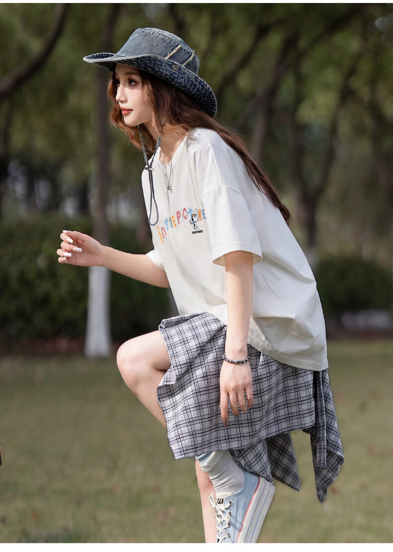 TonLion 2025 Summer Women's Letter Print Short Sleeve T-Shirt [Snoopy Collaboration] 9