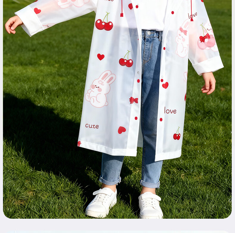 Yucheng Kids Raincoat Cartoon Print Elementary School Children Kindergarten Travel Portable Disposable Long Thickened Full-body Rain Poncho 17