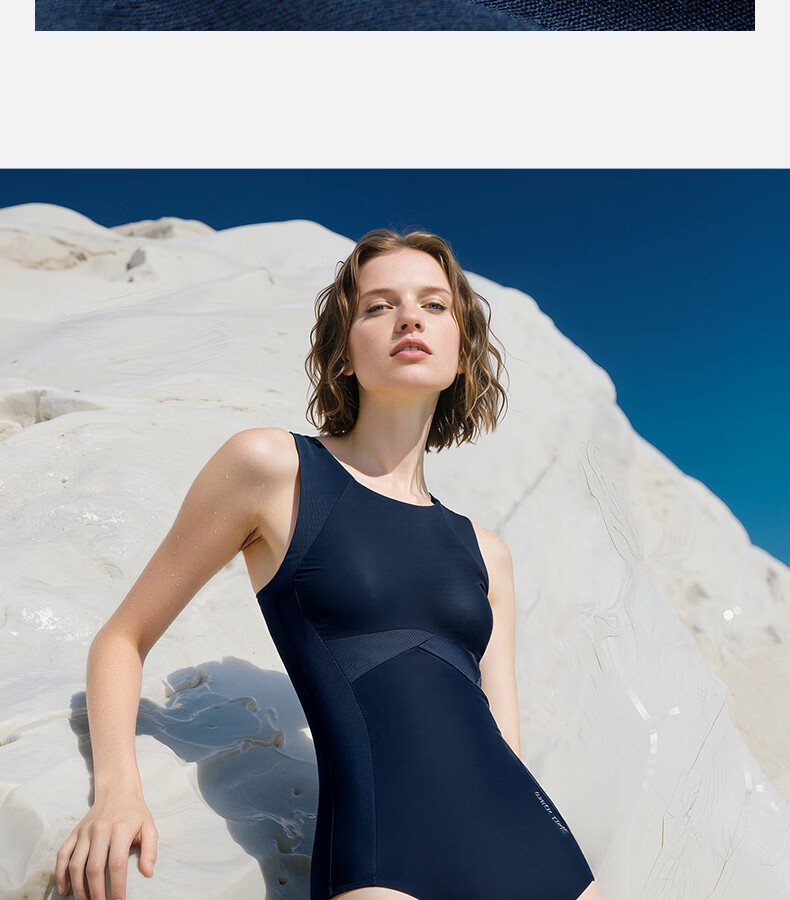 WATERTIME Women's One-Piece Swimsuit for Hot Springs Swimming, Fashionable, Simple, Sexy, Slimming, Tummy Control, Dress Swimwear, Xi Mo Color, Size S 3